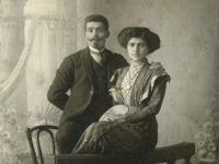 studio portrait of a husband and wife 