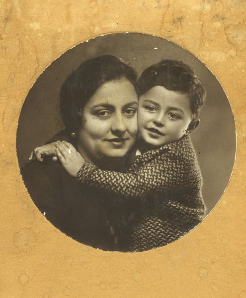 Untitled (studio portrait of mother and her son)