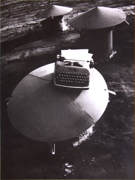 Untitled (typewriter on a roof)