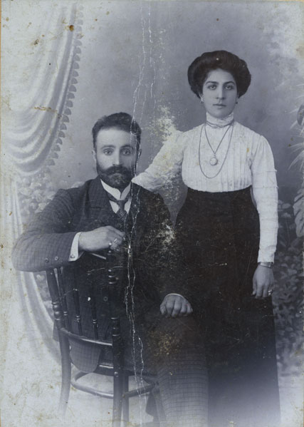 Untitled (studio portrait of a young married couple)